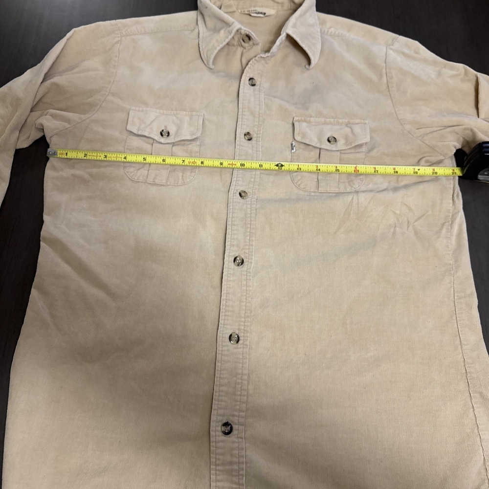Vintage Levis Button Up Shirt Large Tan Corduroy Big E For Men 70s 80s - Picture 10 of 15